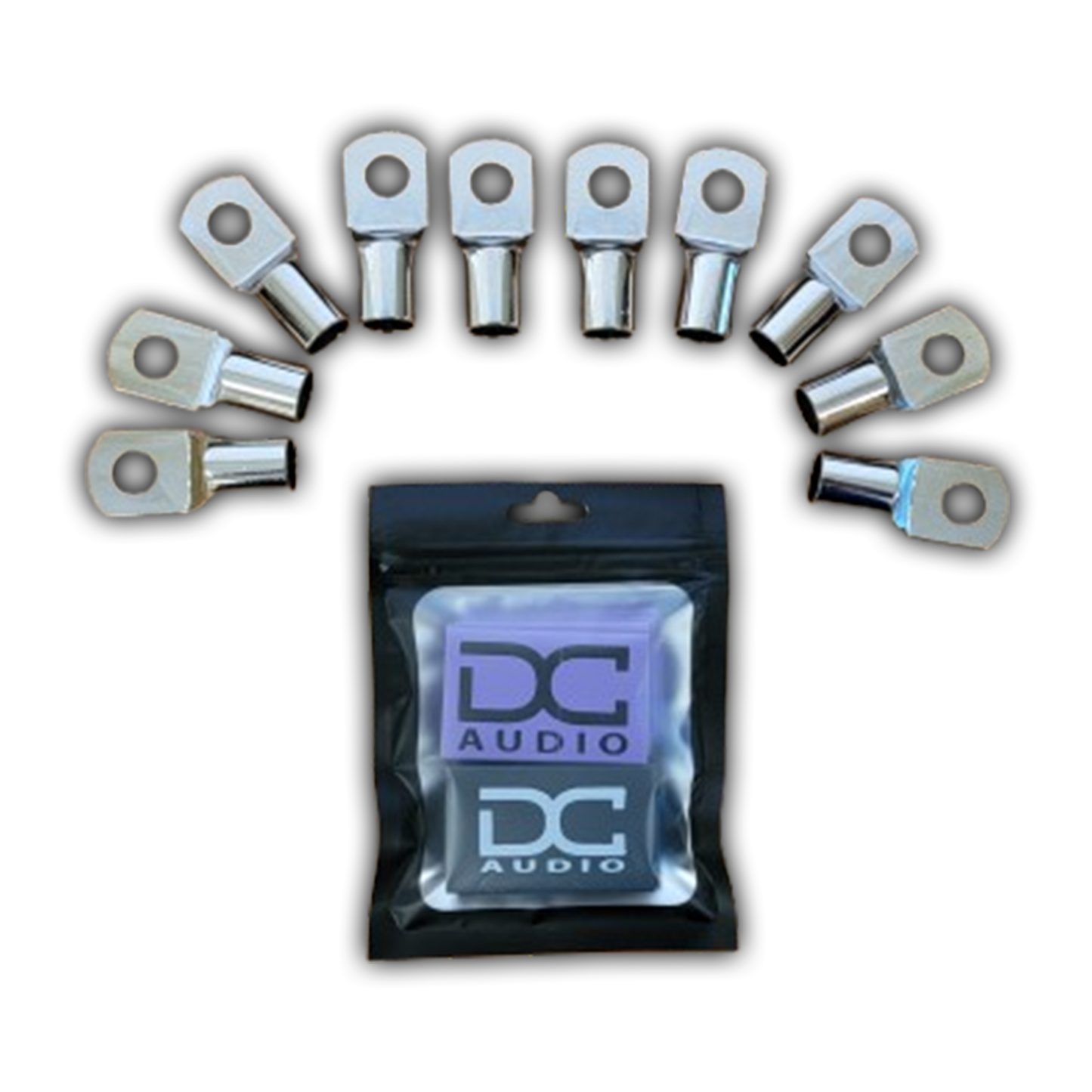 DC Audio 1/0 Gauge Tinned Copper Ring Terminals w/ Heat Shrink Tubing - 10 Pack
