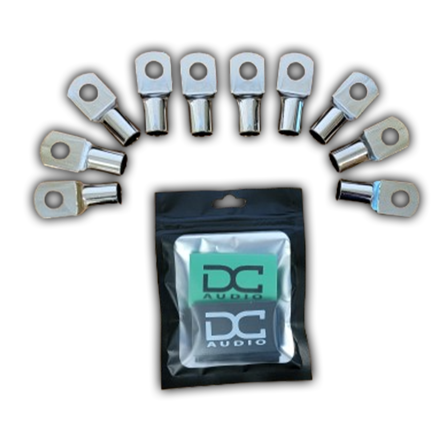 DC Audio 1/0 Gauge Tinned Copper Ring Terminals w/ Heat Shrink Tubing - 10 Pack
