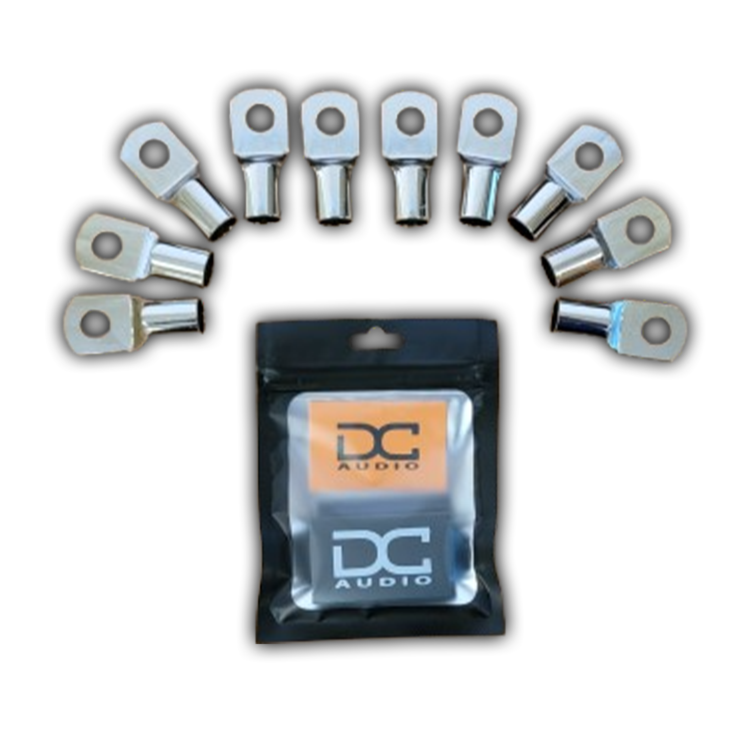 DC Audio 1/0 Gauge Tinned Copper Ring Terminals w/ Heat Shrink Tubing - 10 Pack