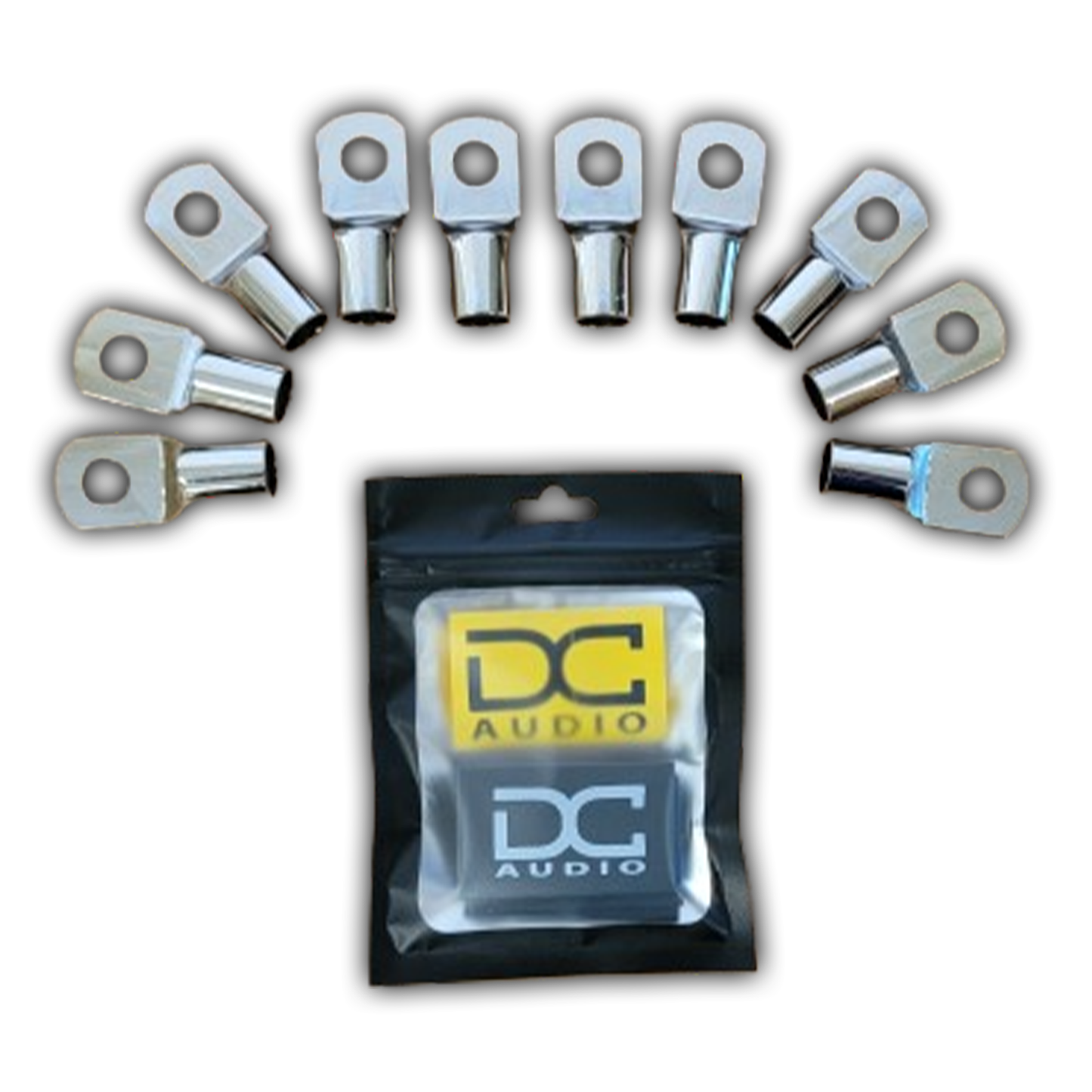 DC Audio 1/0 Gauge Tinned Copper Ring Terminals w/ Heat Shrink Tubing - 10 Pack