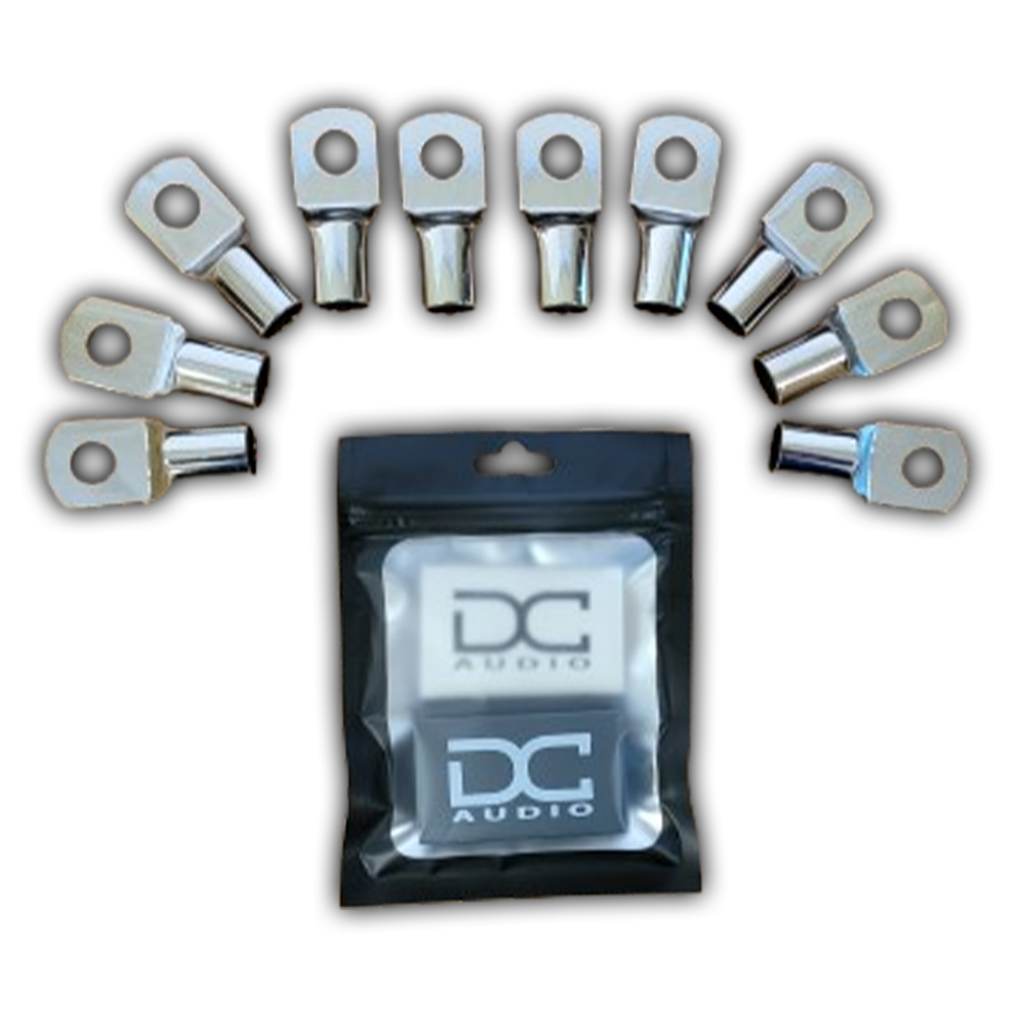 DC Audio 1/0 Gauge Tinned Copper Ring Terminals w/ Heat Shrink Tubing - 10 Pack