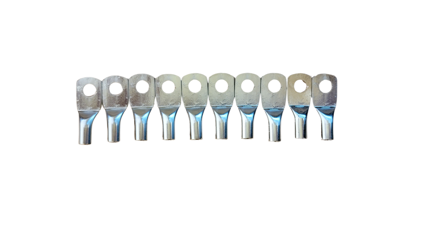 DC Audio 8AWG-6mm Holes Tinned Copper Ring Terminals w/ Heat Shrink Tubing - 10 Pack