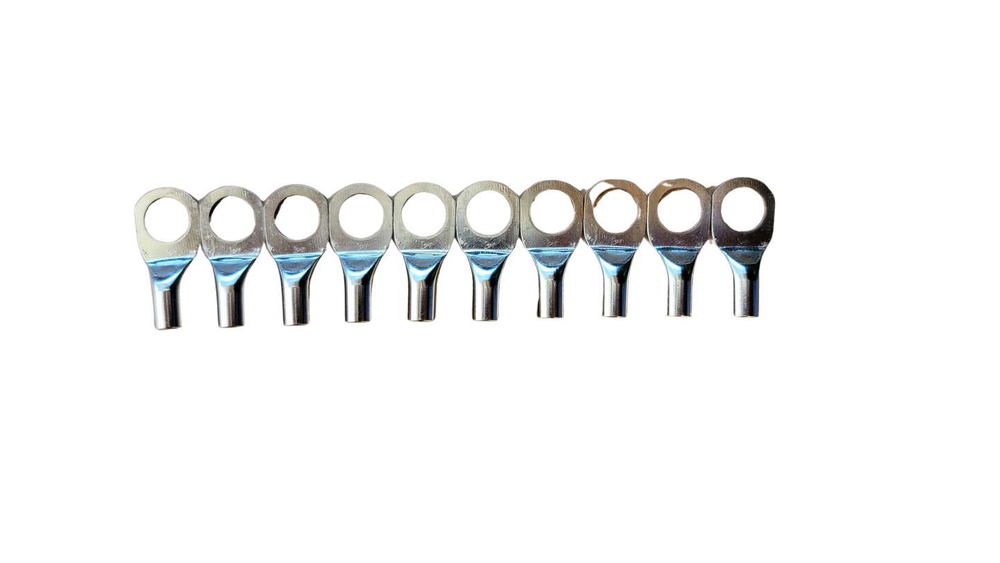 DC Audio 8AWG-10mm Holes Tinned Copper Ring Terminals w/ Heat Shrink Tubing - 10 Pack