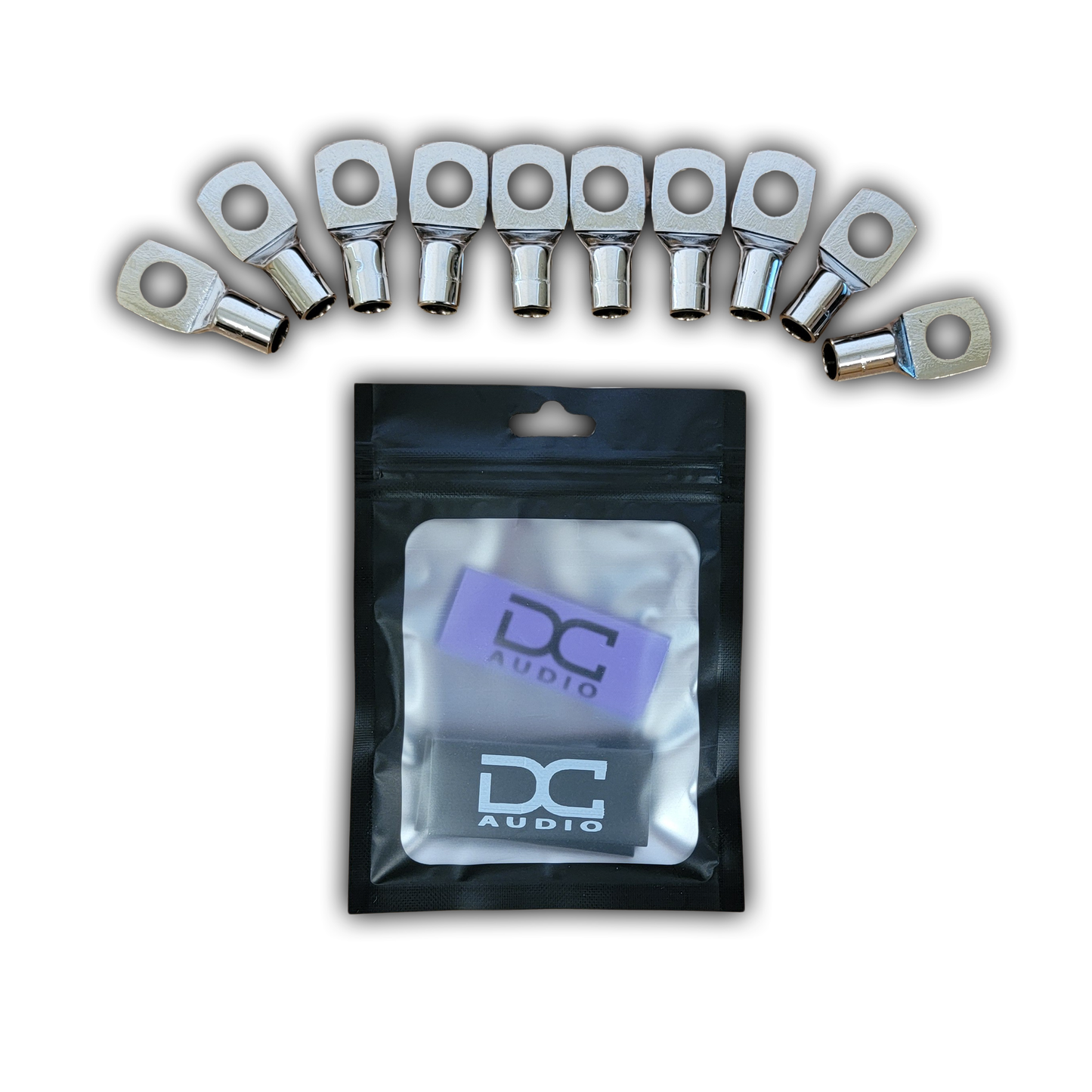 DC Audio 4AWG-10mm Holes Tinned Copper Ring Terminals w/ Heat Shrink Tubing - 10 Pack