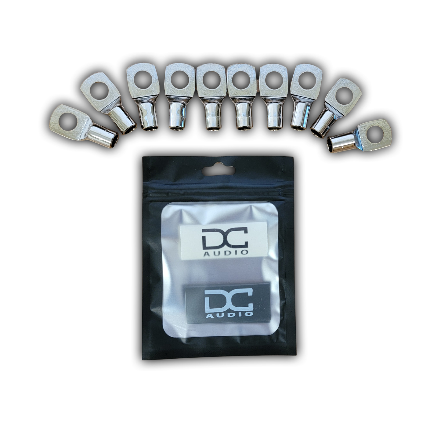 DC Audio 4AWG-10mm Holes Tinned Copper Ring Terminals w/ Heat Shrink Tubing - 10 Pack
