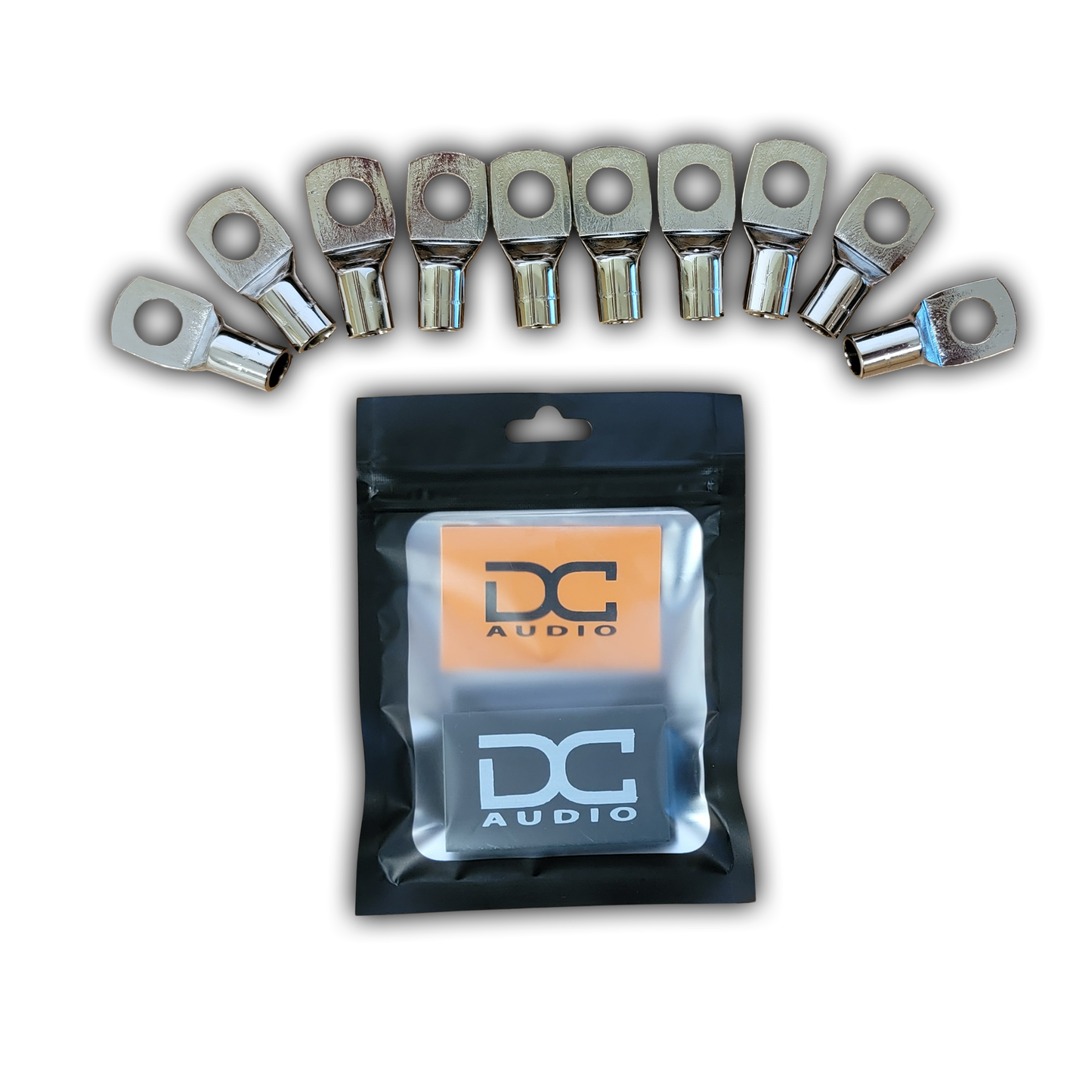 DC Audio 4AWG-10mm Holes Tinned Copper Ring Terminals w/ Heat Shrink Tubing - 10 Pack