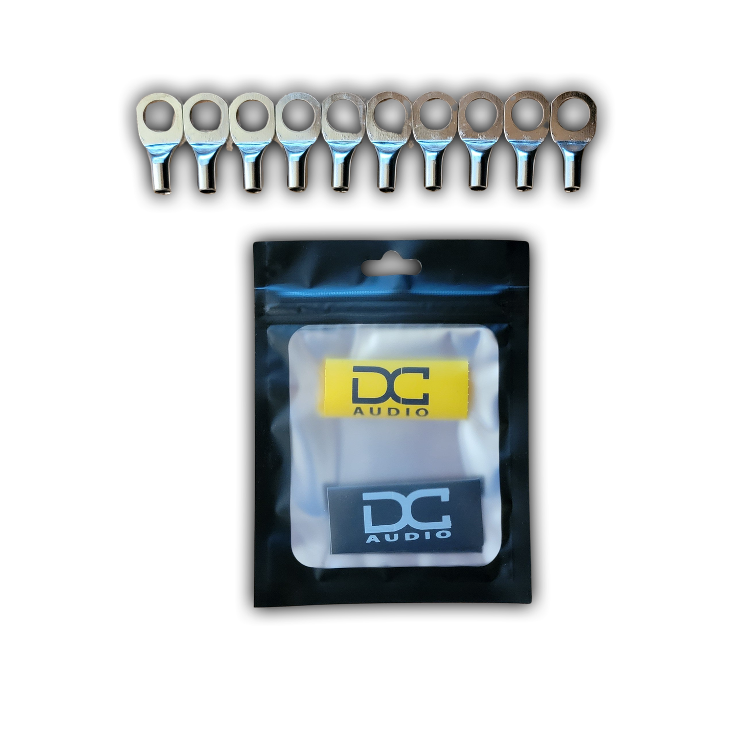 DC Audio 8AWG-10mm Holes Tinned Copper Ring Terminals w/ Heat Shrink Tubing - 10 Pack