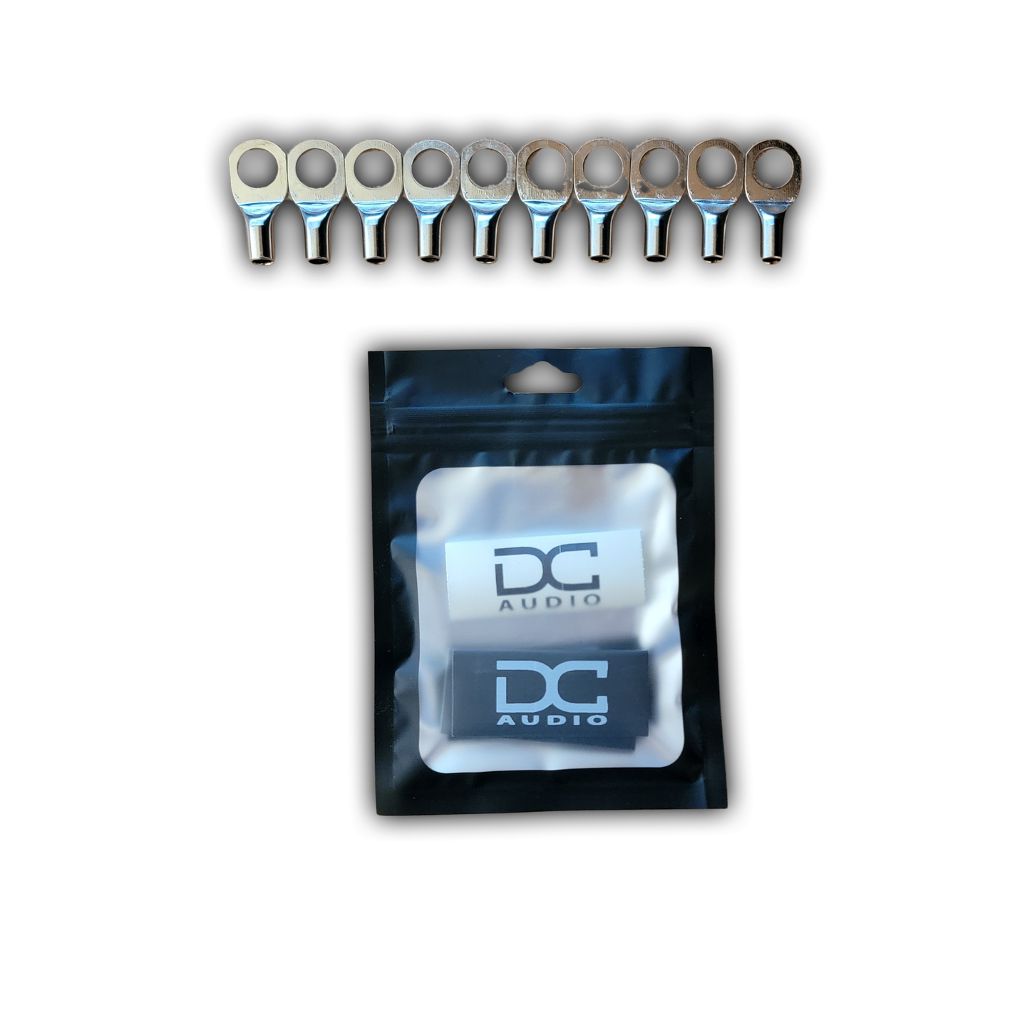 DC Audio 8AWG-10mm Holes Tinned Copper Ring Terminals w/ Heat Shrink Tubing - 10 Pack