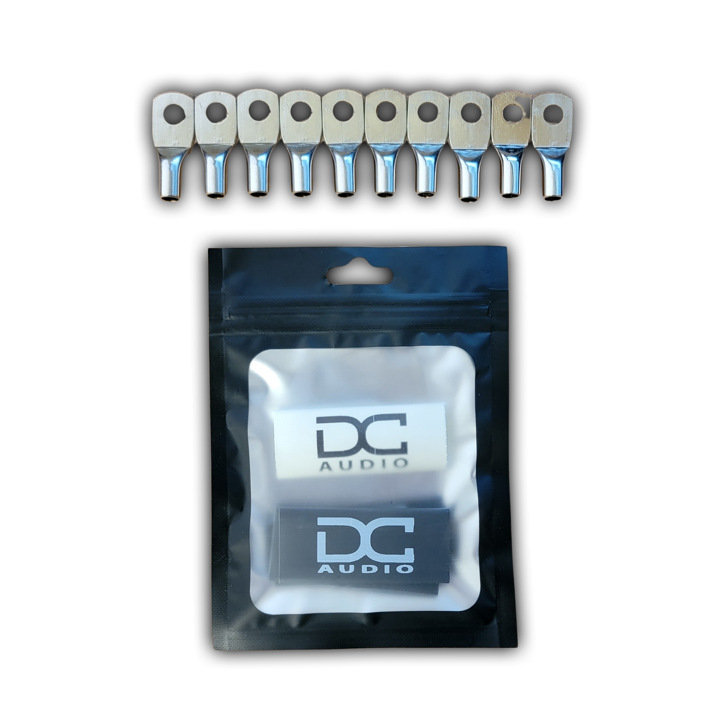 DC Audio 8AWG-6mm Holes Tinned Copper Ring Terminals w/ Heat Shrink Tubing - 10 Pack