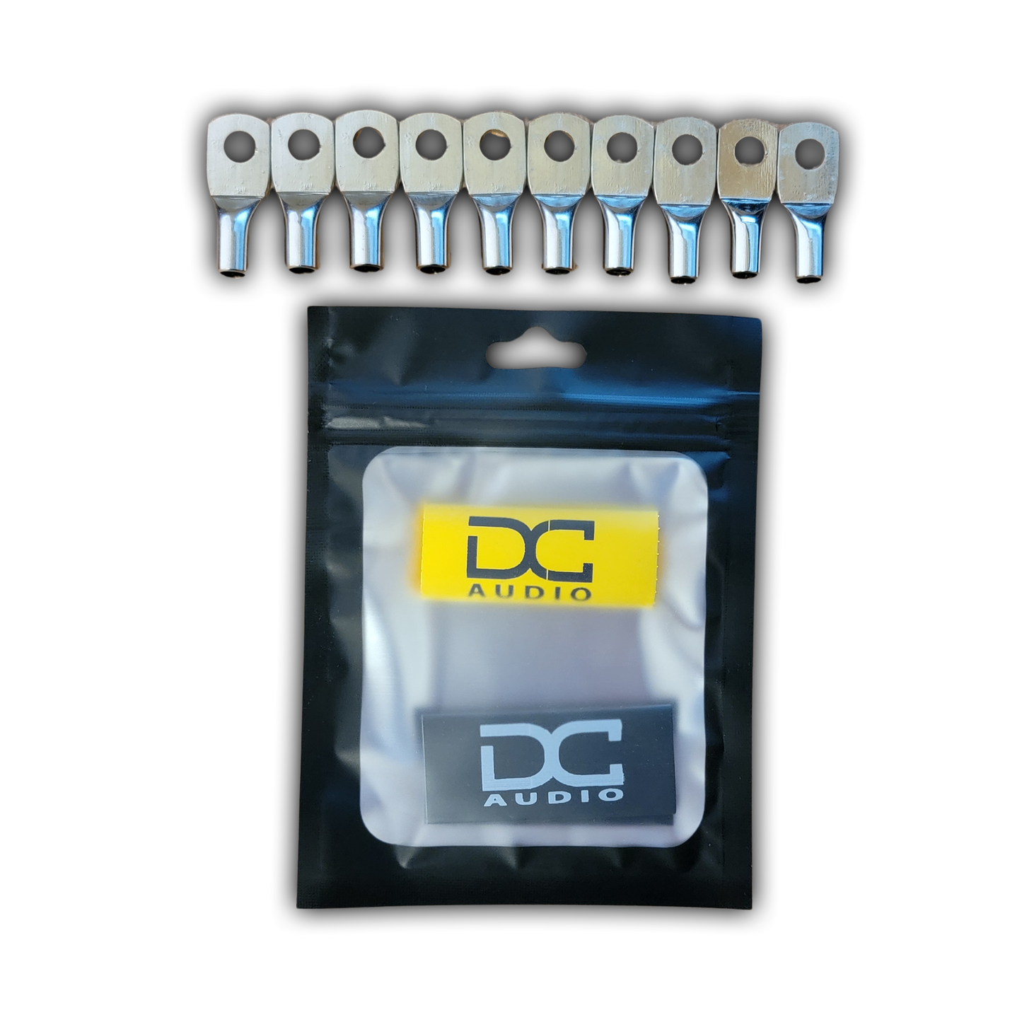 DC Audio 8AWG-6mm Holes Tinned Copper Ring Terminals w/ Heat Shrink Tubing - 10 Pack