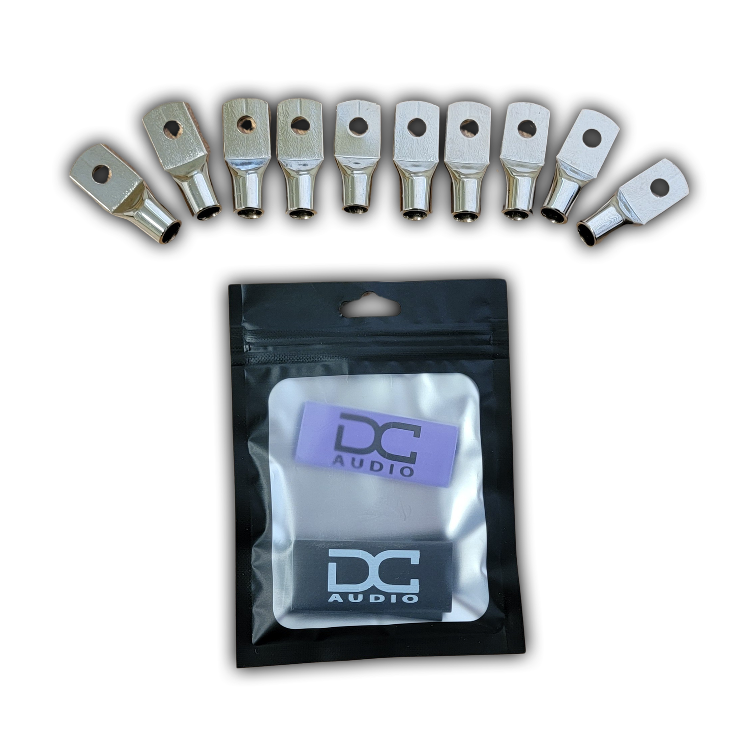 DC Audio 4AWG-6mm Holes Tinned Copper Ring Terminals w/ Heat Shrink Tubing - 10 Pack