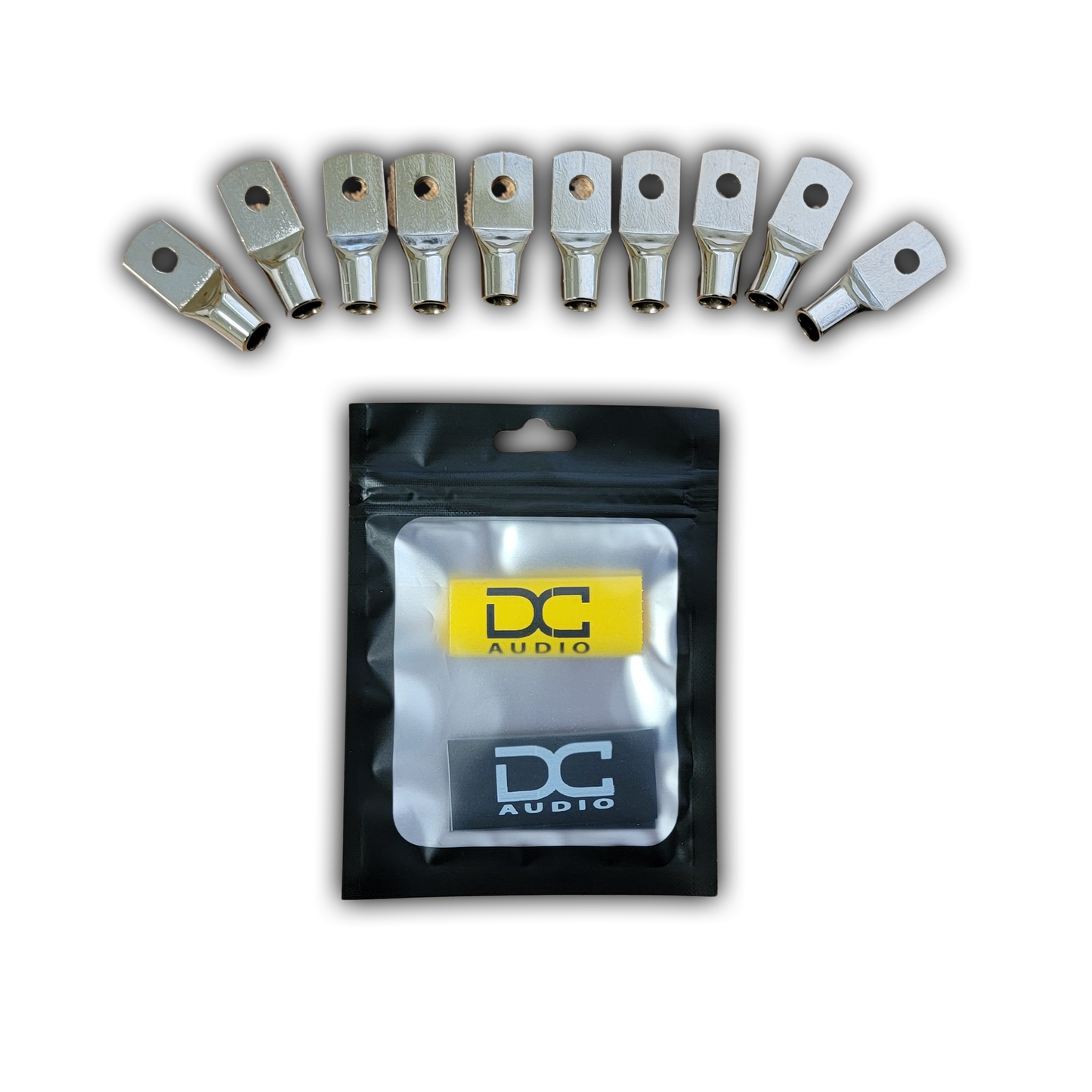 DC Audio 4AWG-6mm Holes Tinned Copper Ring Terminals w/ Heat Shrink Tubing - 10 Pack