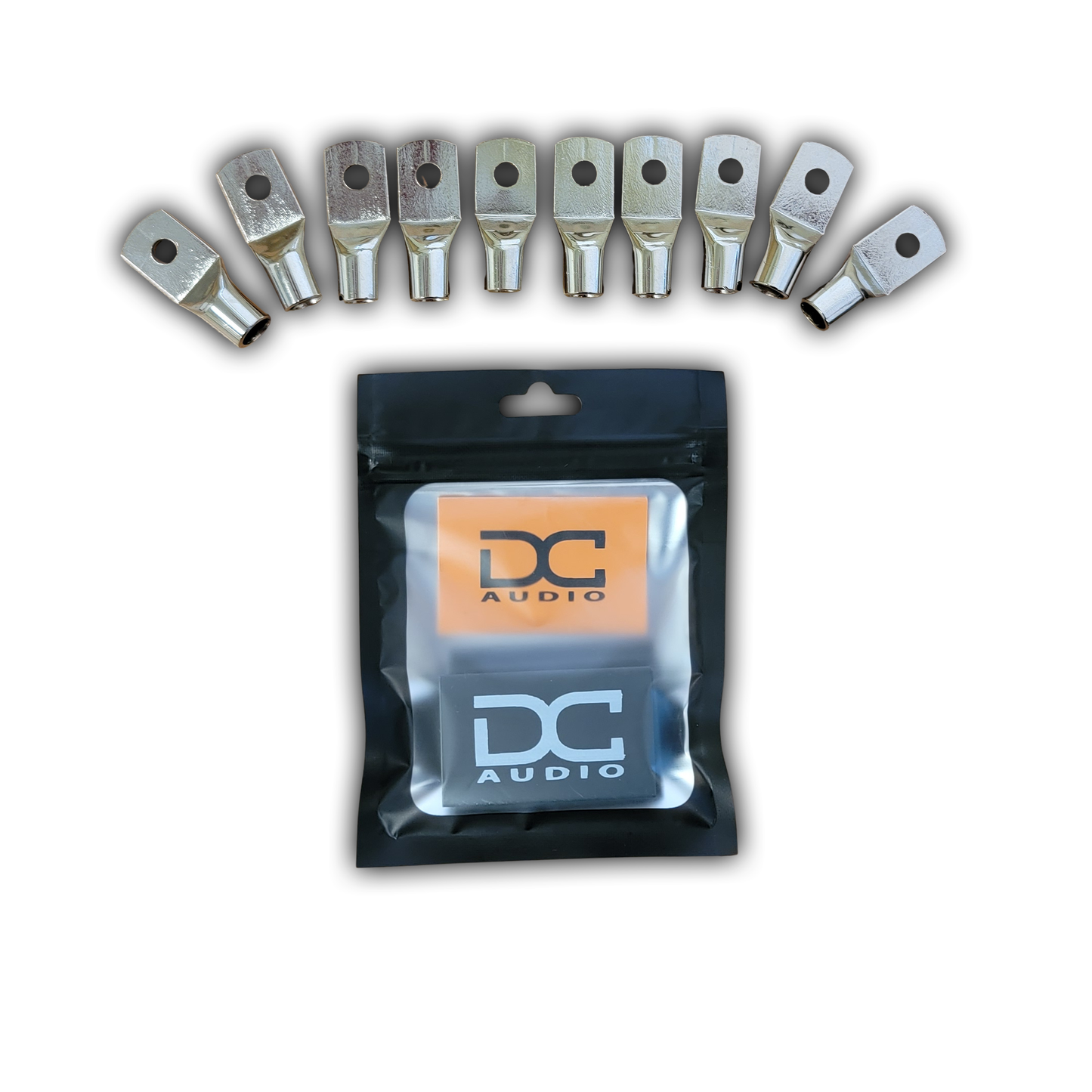 DC Audio 4AWG-6mm Holes Tinned Copper Ring Terminals w/ Heat Shrink Tubing - 10 Pack
