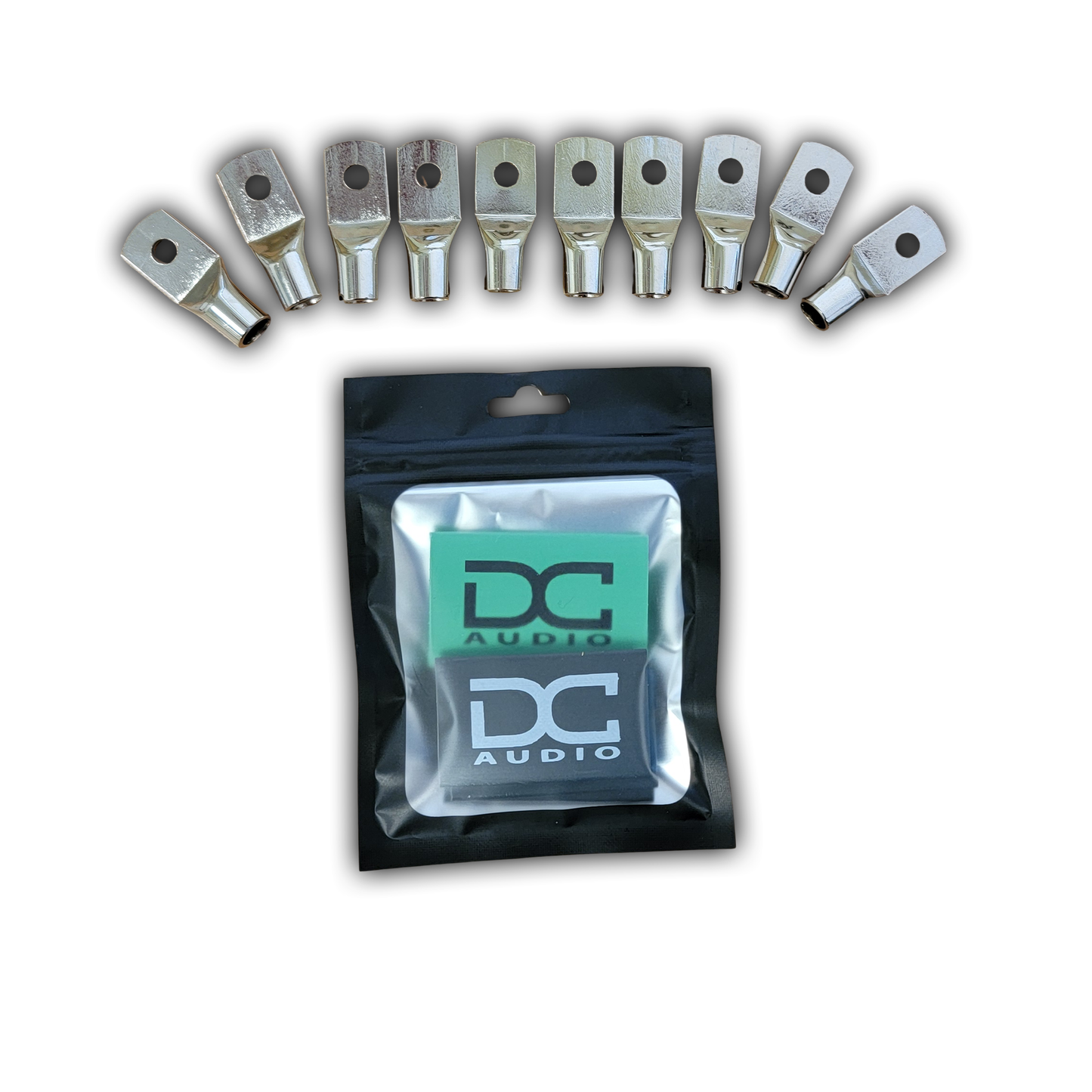 DC Audio 4AWG-6mm Holes Tinned Copper Ring Terminals w/ Heat Shrink Tubing - 10 Pack